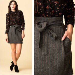 Ulla Johnson Leo Tweed Paperbag Mini Skirt 6 Gray Wool Silk Blend New